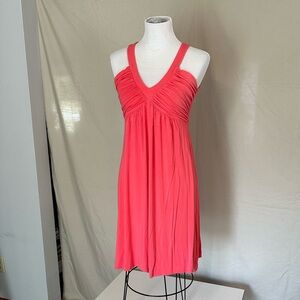 Calvin Klein Coral Mini Dress jersey knit sleeveless fit & flare size 10 orange